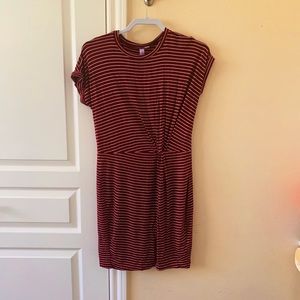 Maroon and white striped dress